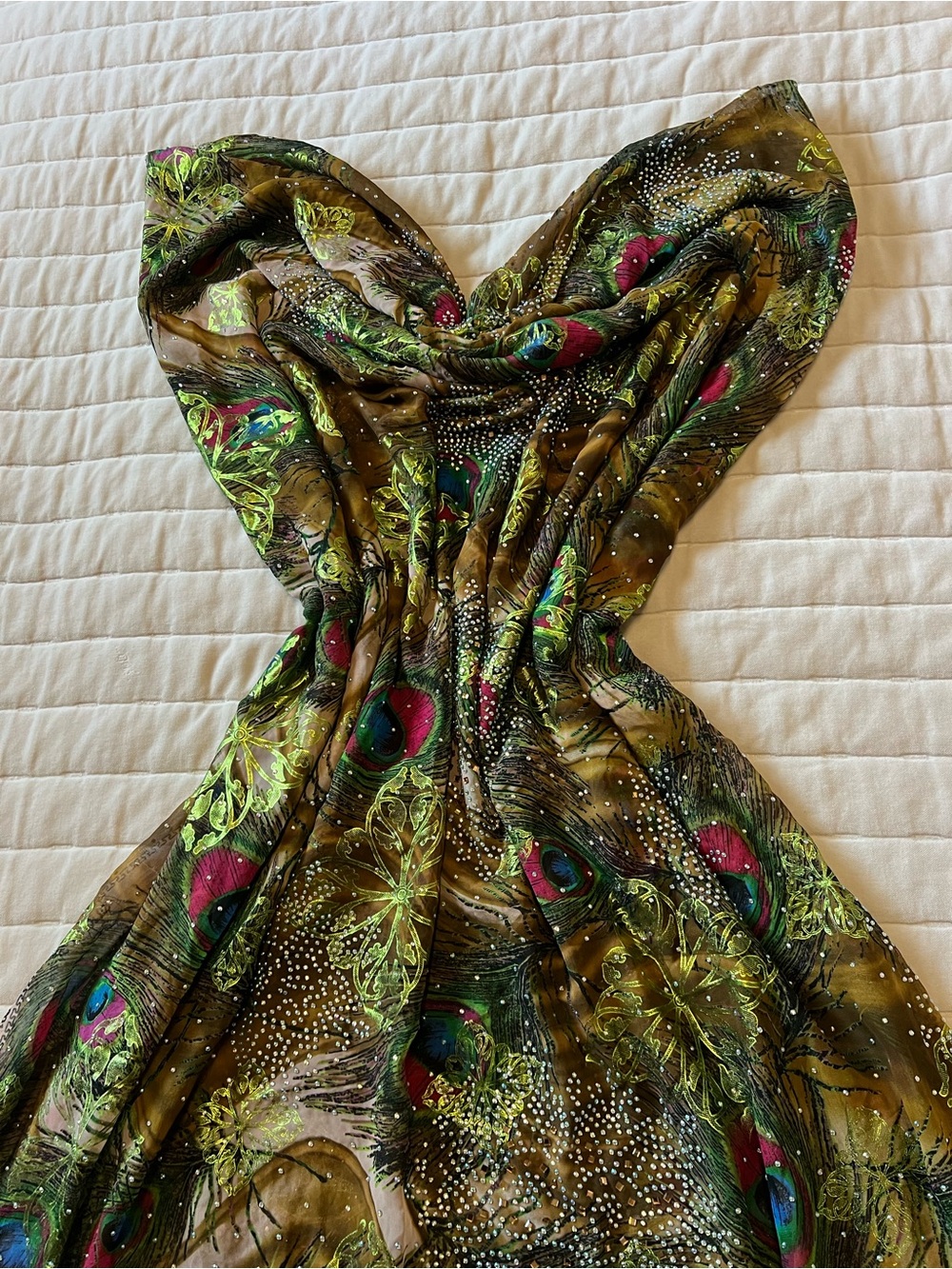 Embellished sheer fabric